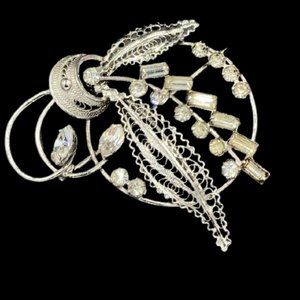 Vintage Sterling Carl-Art  Rhinestone Cascade Brooch